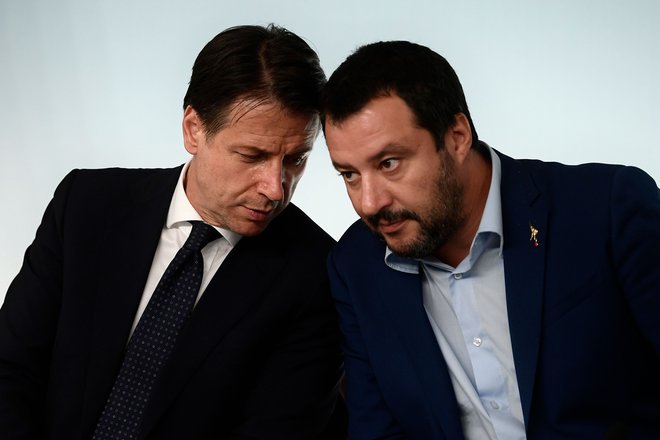 Liga, ki jo vodi Matteo Salvini (desno), podpira gradnjo železnice, kot tudi premier Guiseppe Conte. Foto AFP