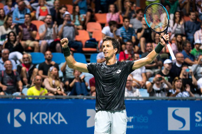 Aljaž Bedene sicer ni odigral najboljšega turnirja, a kljub temu je bilo to dovolj za njegov prvi naslov v Portorožu. FOTO: Sportida