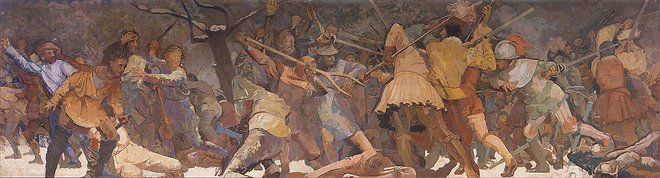 Gojmir Anton Kos: <em>Bitka pri Krškem, 5. februar 1573</em>, 1940 Foto Narodna galerija