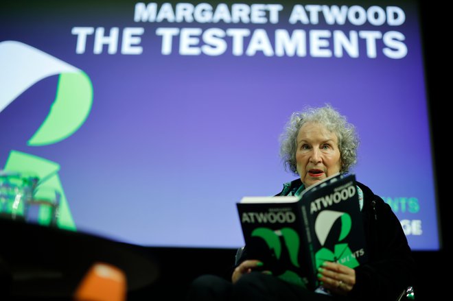 Canadian author Margaret Atwood gives a press conference following the release of her new book 'The Testaments' a sequel to the award-winning 1985 novel "The Handmaid's Tale" in London on September 10, 2019. (Photo by Tolga Akmen / AFP)
