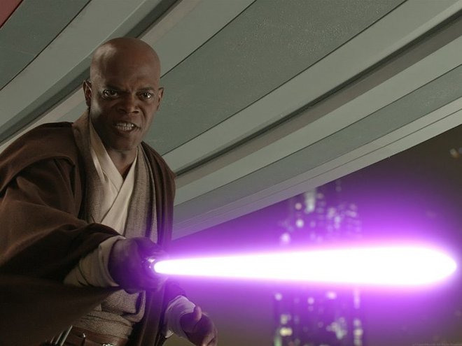 Kot jedi Mace Windu v Vojni zvezd. FOTO: Dokumentacija Dela