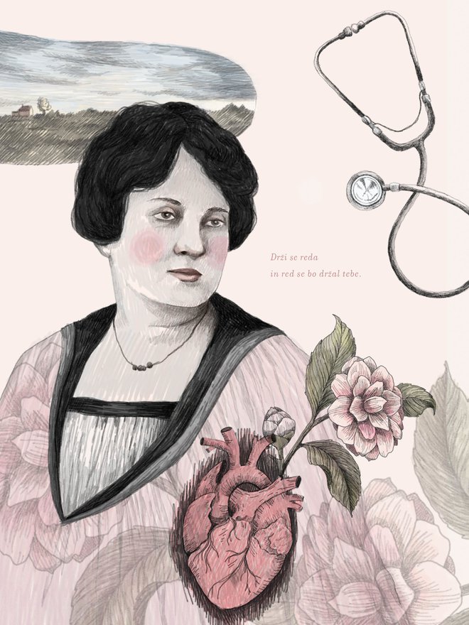 Prva slovenska zdravnica Eleonora Jenko Groyer<br />
Ilustracija Tina Dobrajc/Arhiv Mladinske knjige