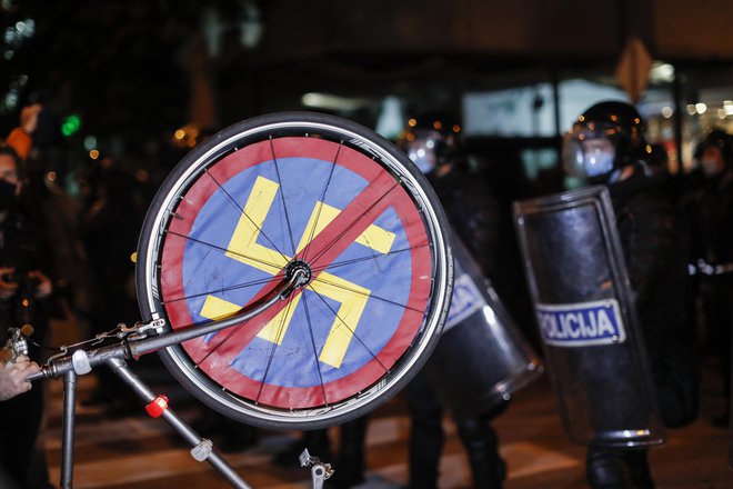 Protivladne kolesarske demonstracije. FOTO: Uroš Hočevar/Delo