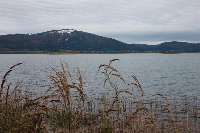 Jezero je polno, Slivnica pa zasnežena. FOTO: Tine Skubic