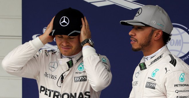 Nico Rosberg in Lewis Hamilton sta bila nekoč sotekmovalca, zdaj bosta tekmeca. FOTO: Paulo Whitaker/Reuters