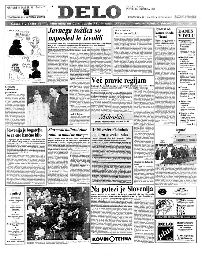 Naslovnica Dela 26. oktobra 1990