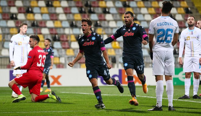 Diego Demme proslavlja gol za vodstvo z 1:0 proti Rijeki. FOTO: Antonio Bronic/Reuters