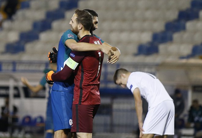 Kapetan Jan Oblak se je vrnil po manjši poškodbi in imel pomembno vlogo pri uresničitvi cilja. FOTO: Alkis Konstantinidis/Reuters