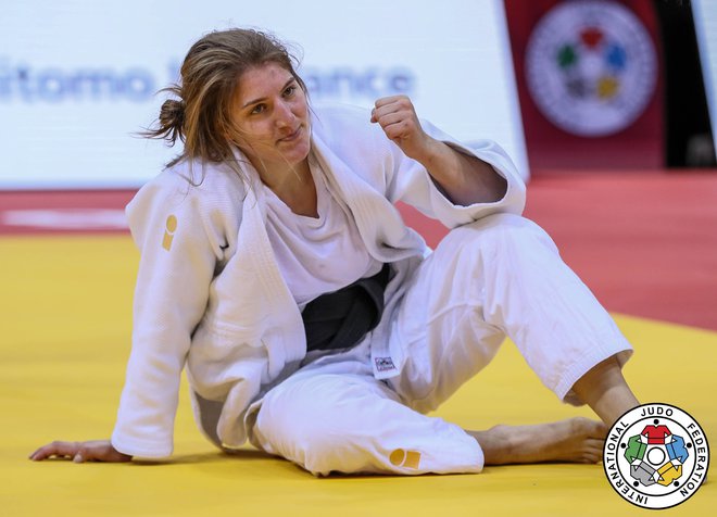 Andreja Leški ni skrivala veselja po zmagi nad Tino Trstenjak. FOTO: Gabriela Sabau/IJF