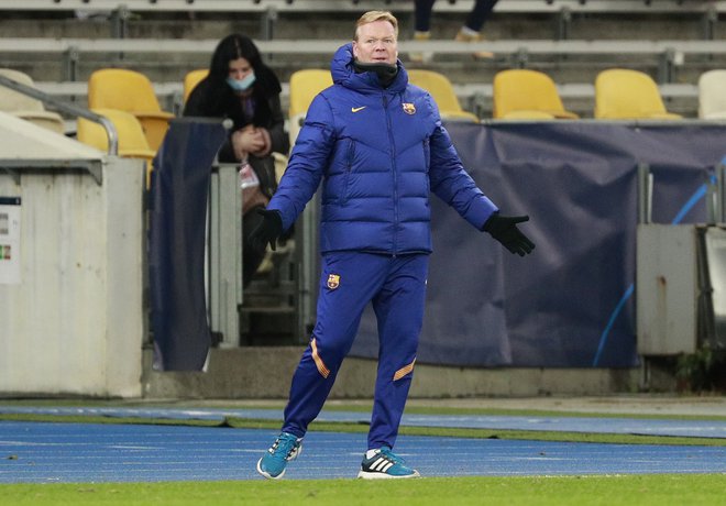 Ronald Koeman je v Kijevu videl visoko zmago svoje mlade ekipe. FOTO: Valentyn Ogirenko/Reuters