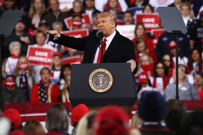 Trump na zborovnju v georgijski Valdosti. Foto Spencer Platt/Afp