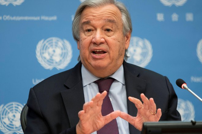 Generalni sekretar Združenih narodov Antonio Guterres je danes nagovoril svetovne voditelje. FOTO: Eduardo Munoz/Reuters