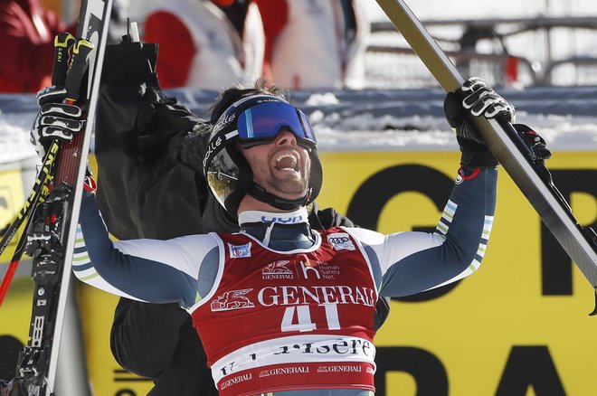 Martin Čater se je Val d&#39;Iseru veselil velikega uspeha. FOTO: Eric Gaillard/Reuters