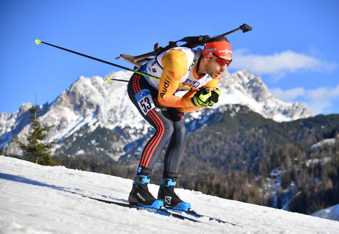 Nemec Arnd Peiffer je najbolje opravil s tekmo s skupinskim štartom v Hochfilznu. FOTO: Barbara Gindl/AFP