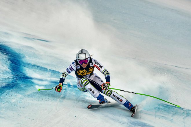 Navkljub ne najbolj posrečenem smučanju v&nbsp;Val dIseru je Ilka Štuhec z 20. mesto dosegla najboljšo superveleslalomsko uvrstitev v zadnjih dveh letih. FOTO: Jeff Pachoud/AFP