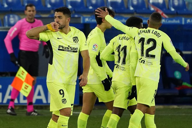 Luis Suarez je prinesel Atleticu tri točke v 90. minuti tekme. FOTO: Cesar Manso/AFP