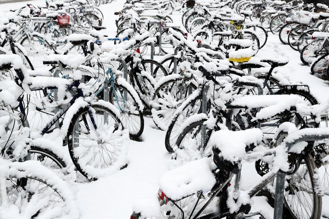 Sneg povzroča težave tudi v Švici. FOTO: Arnd Wiegmann/Reuters
