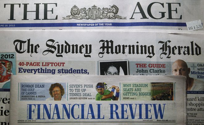 Avstralski tiskani mediji so, tudi zaradi brezplačnega deljenja njihovih vsebin na spletnih omrežjih, v vedno večjih težavah. FOTO: Daniel Munoz/Reuters
