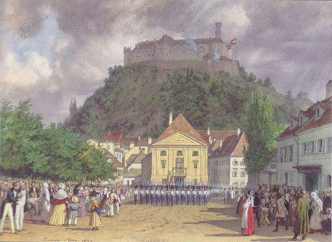 Foto: spletna stran https://www.kamra.si/digitalne-zbirke/item/kongres-svete-alianse-v-ljubljani-1821.html Objavila Mestna knjižnica Ljubljana.