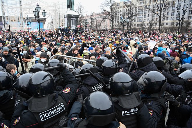 Rusko zunanje ministrstvo je sporočilo, da so diplomati iz Nemčije, Poljske in Švedske 23. januarja sodelovali na &raquo;nezakonitih demonstracijah&laquo; v podporo Navalnemu. Razglasili so jih za persone non grate. FOTO:&nbsp;Kirill Kudryavtsev/AFP