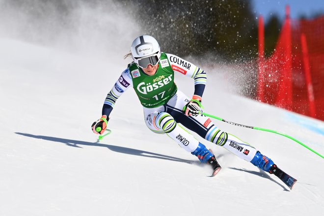 Ilka Štuhec je včeraj vadila v Dobbiacu. FOTO: Joe Klamar/AFP