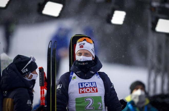 Johannes Thingnes Bø med tekmo na svetovnem prvenstvu v biatlonu na Pokljuki. FOTO: Matej Družnik/Delo