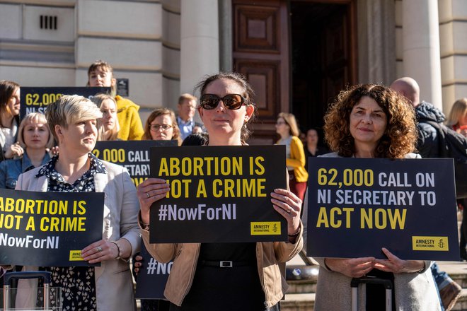 Podpornikipravice do izbire na Severnem Irskem na shodu v Londonu leta 2019. FOTO:Niklas Halle&#39;n/AFP