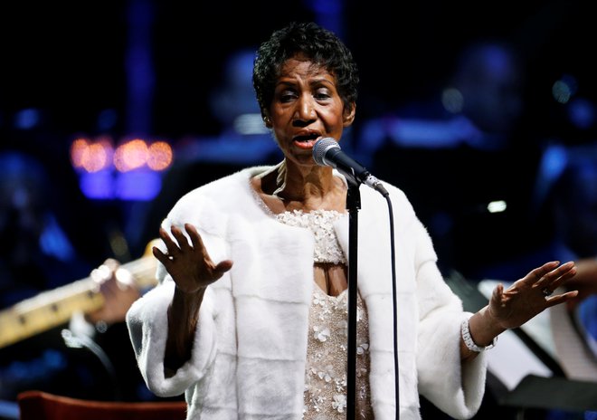 Aretha Franklin na gala dobrodelnem koncertu v katedrali&nbsp;v New Yorku 7. novembra 2017. FOTO: Shannon Stapleton, Reuters