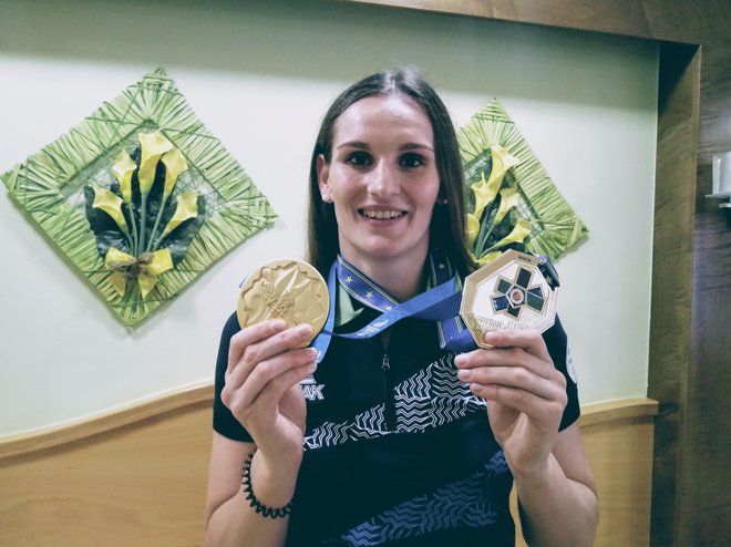 Klara Apotekar si je junija 2019 v Minsku izbojevala dve zlati kolajni, eno za evropske igre in drugo za naslov prvakinje stare celine v judu. FOTO: Miha Šimnovec
