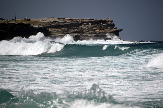 Visoki valovi so po seriji potresov na Novi Zelandiji dosegli tudi&nbsp; plažo Maroubra v Sydneyju . FOTO: Saeed Khan/AFP