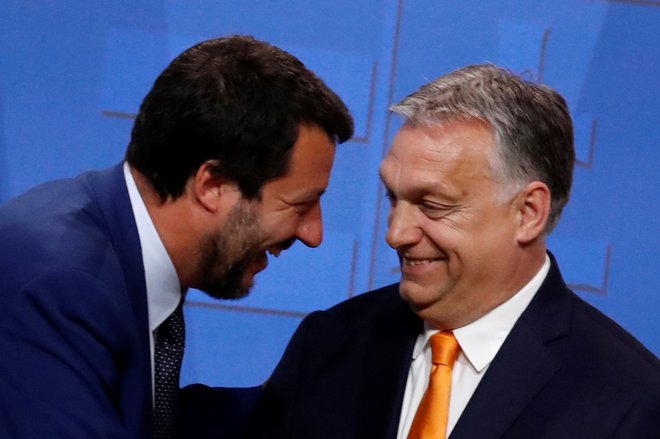 Zavezništvo Janeza Janše z Viktorjem Orbánom je trdno, kmalu pa bo znano tudi, kam pelje povezovanje z Matteom Salvinijem.<br />
Foto Bernadett Szabo/Reuters