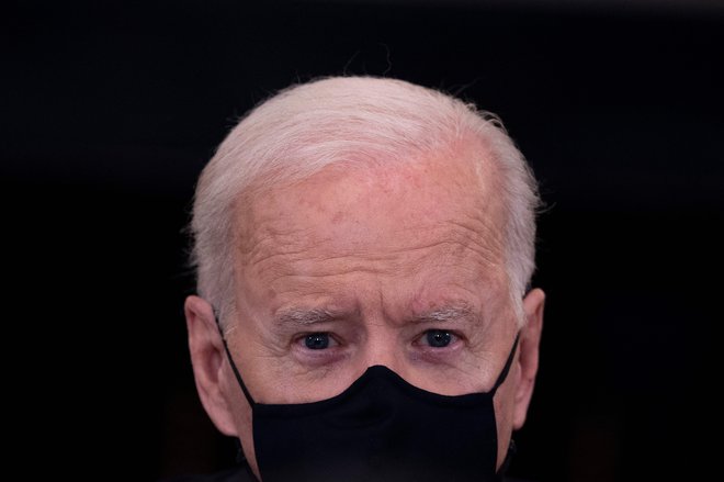 Joe Biden je na svoji prvi predsedniški novinarski konferenci dobro uro govoril o dosežkih in načrtih za prihodnost. Foto Jim Watson/AFP