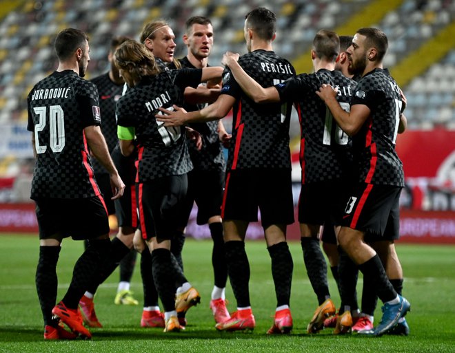 Hrvati so se takole veselili zmage nad Maltežani. FOTO: Denis Lovrović/AFP