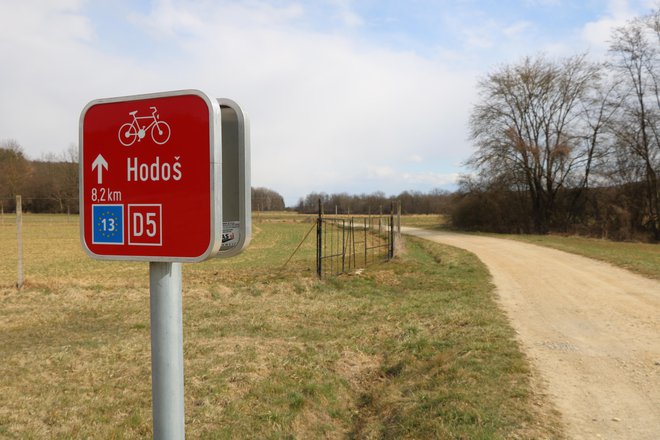Trasa kolesarske poti ob železni zavesi EuroVelo 13 je označena, a zaradi pandemije koronavirusa prazna. FOTO: Jože Pojbič/Delo