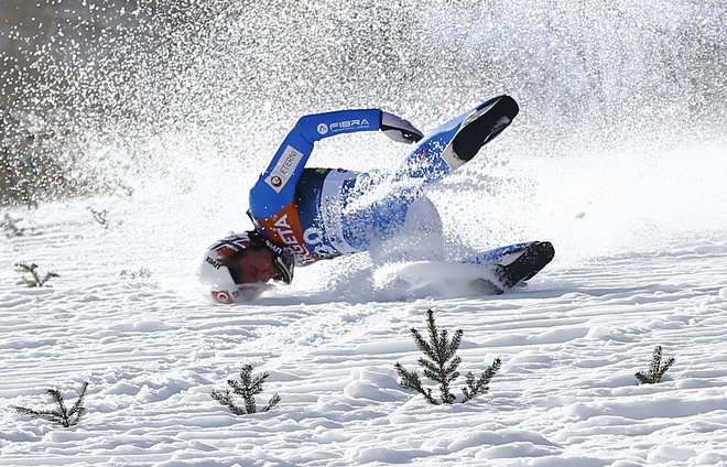 Daniel Andre Tande med hudim padcem v Planici. FOTO: Srdjan Živulović/Reuters