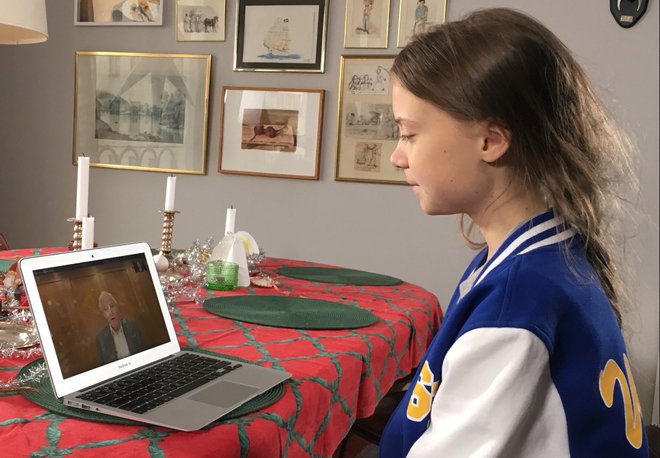 Greta Thunberg se je že večkrat pogovarjala z Davidom Attenboroughom na daljavo. FOTO: Mishal Husain/BBC Radio 4