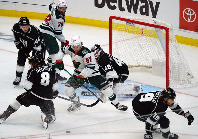 Igralci Minnesote so se veselili štirih zadetkov. FOTO: Gary A. Vasquez/USA Today