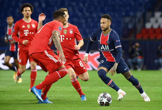 Lanska finalista Bayern in Paris SG (na fotografiji Neymar) sta zavrnila superligo in ohranila ponos. Parižani so letos edini polfinalisti, ki jih ni premagal pohlep, zato mu mnogi privoščijo premierni naslov. FOTO: Franck Fife/AFP