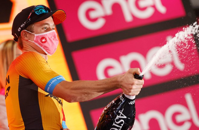 Jan Tratnik se je lani veselil zmage v 16. etapi Gira.
FOTO: Luca Bettini/AFP