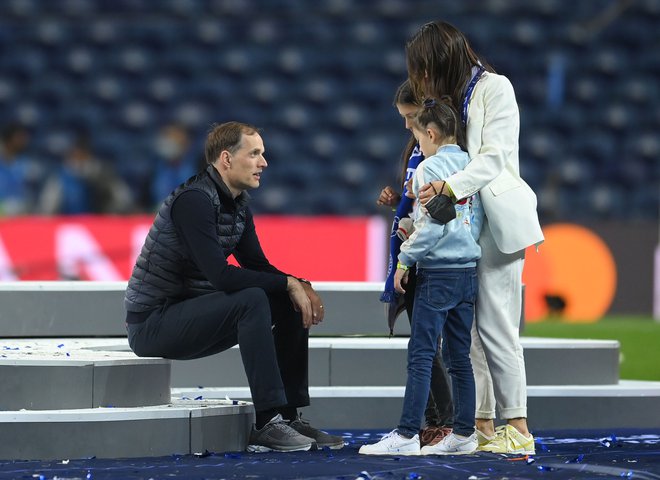 Thomas Tuchel je praznoval v družbi svoje družine. FOTO: David Ramos/Reuters