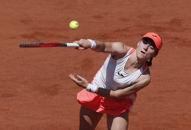 Tamara Zidanšek je tudi v polfinalu večkrat opozorila nase, vendar pa tokrat le ni uprizorila novega podviga. FOTO: Benoit Tessier/Reuters