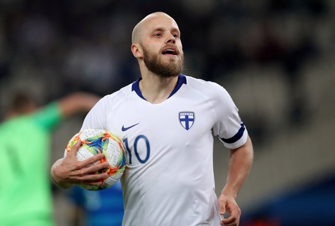 Teemu Pukki je prvi zvezdnik finske nogometne reprezentance. FOTO: Alkis Konstantinidis/Reuters