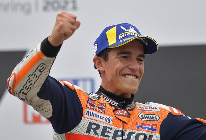 Marc Marquez je bil vesel kot že dolgo ne. FOTO: Matthias Rietschel/Reuters