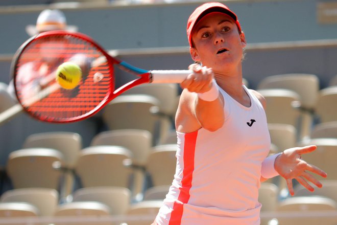 Tamara Zidanšek gre v Wimbledonu najprej na češko deseto nosilko. FOTO: Sarah Meyssonnier/Reuters