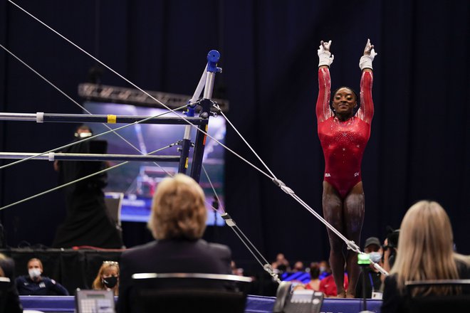 Simone Biles med nastopom v St. Louisu. FOTO: Grace Hollars/USA Today Sports