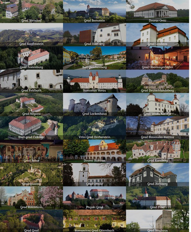Če bi hoteli obiskati vse gradove, vključene v projekt, bi morali prevoziti 852 kilometrov poti po Hrvaški, Sloveniji in Avstriji. FOTO: uradna stran Ceste gradov