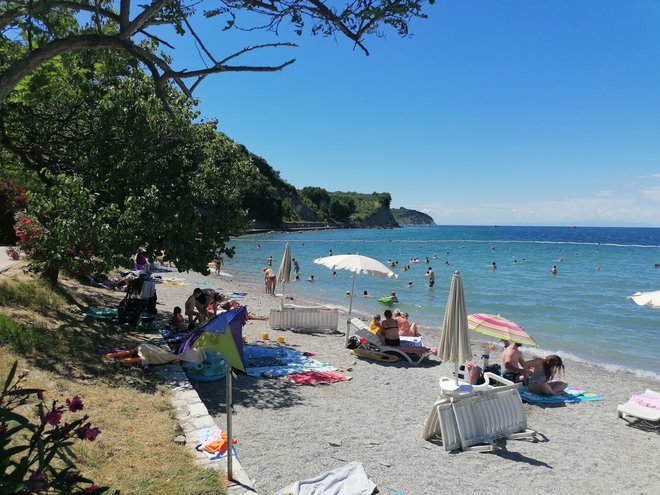 Zgodnje popoldne na plaži v izolskem San Simonu. FOTO: Nataša Čepar/Delo