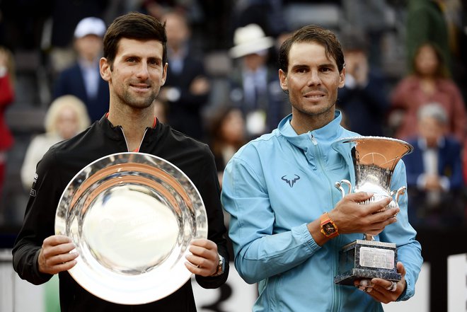Novak Đoković in Rafael Nadal. FOTO: Filippo Monteforte/AFP