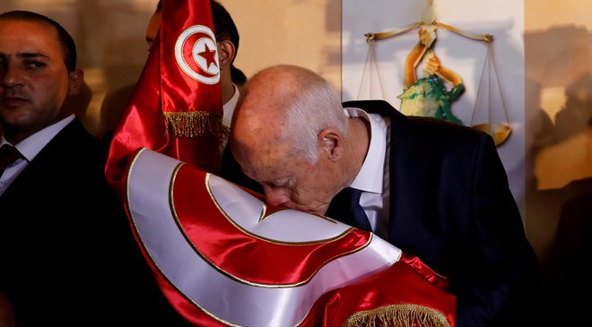 Tunizijski predsednik<strong> </strong>Kais Sajed.&nbsp;FOTO: Zoubeir Souissi/Reuters