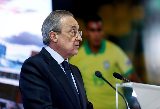 Realov predsednik Florentino Perez zavrača pogodbo med špansko ligo in družbo CVC. FOTO: Juan Medina/Reuters